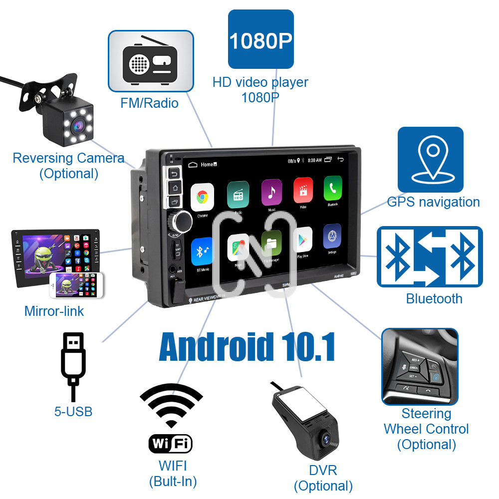 Leitor Multimídia Android Touch para Veiculos 7 Polegadas